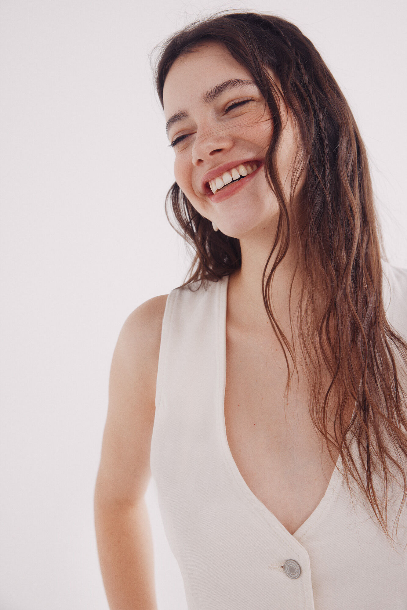 Springfield Colete jeans com bot&otilde;es de metal