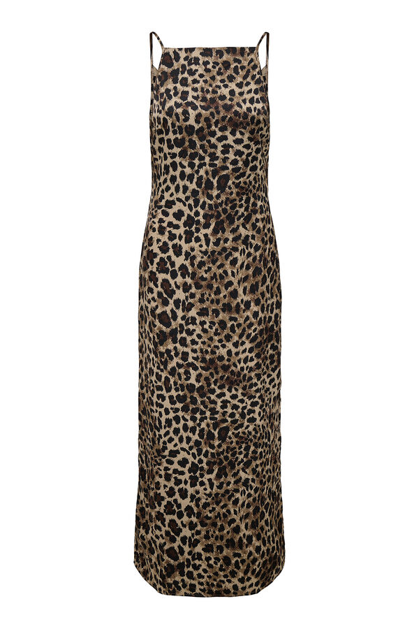 Only Vestido largo regular fit marr&oacute;n