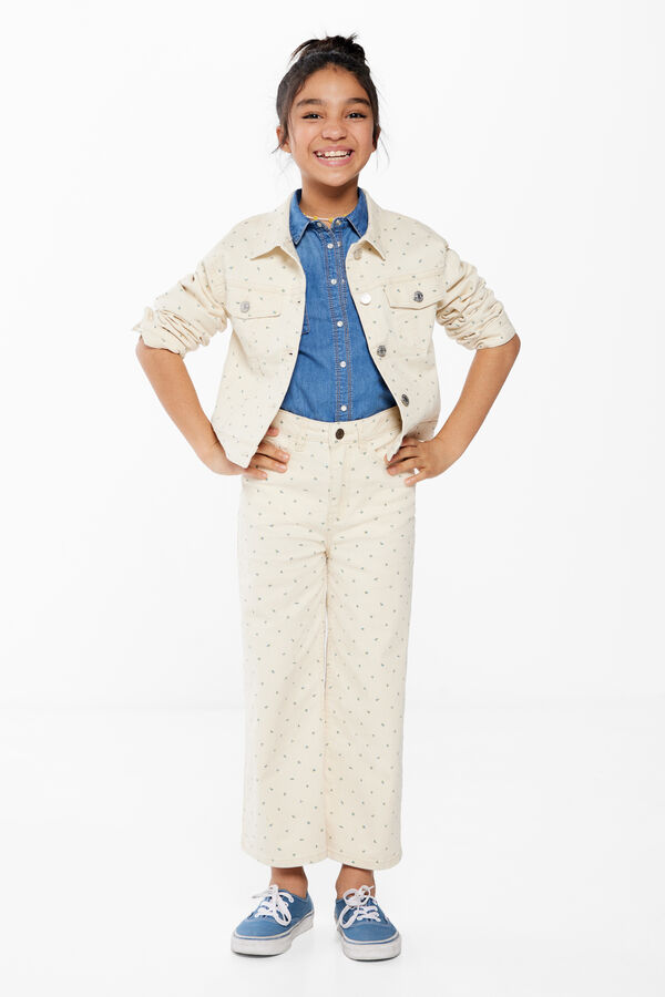 Springfield Kids Chaqueta denim estampada ni&ntilde;a beige