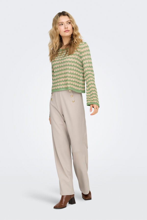 Only Cal&ccedil;a larga com bot&otilde;es bege