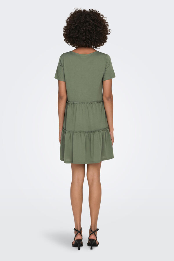 JDY Vestido corto a capas manga corta verde