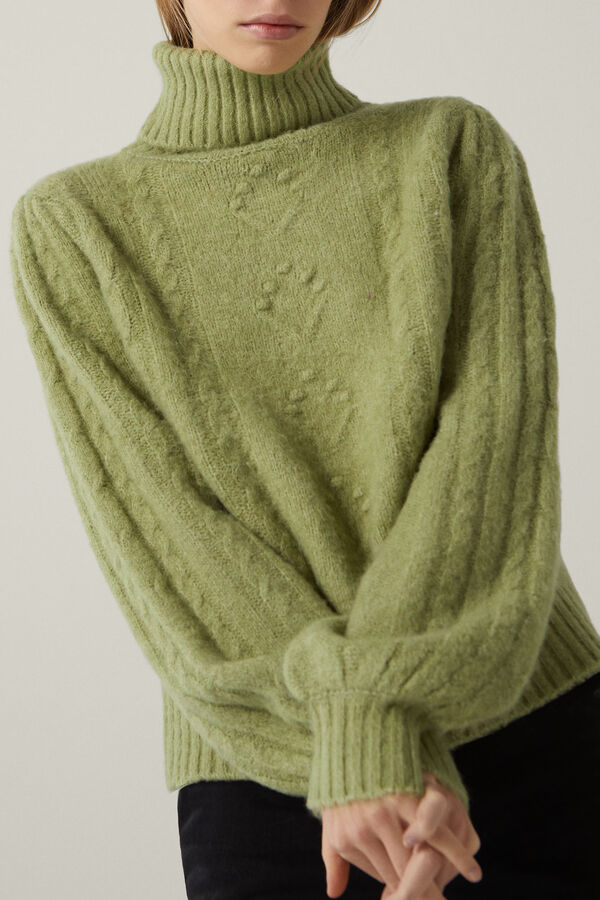 Springfield Camisola gola alta mistura lã verde