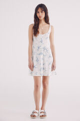 Springfield Vestido curto estampado corset branco