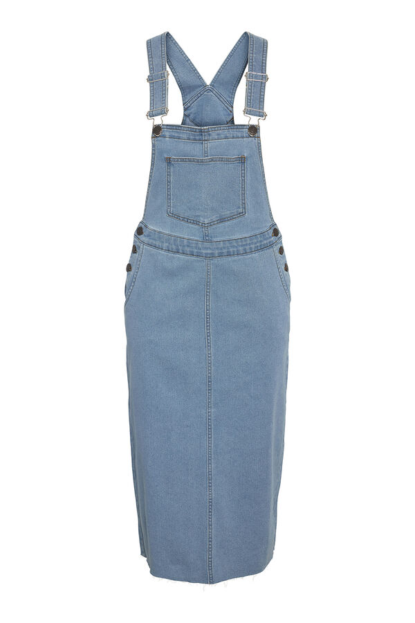 Noisy May Macac&atilde;o jeans com saia e bolso frontal. azul