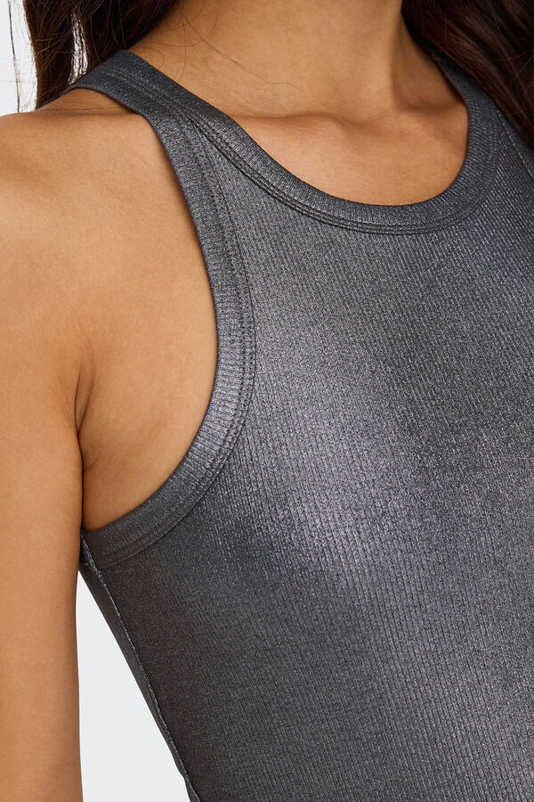 Only Top metalizado de tirantes gris