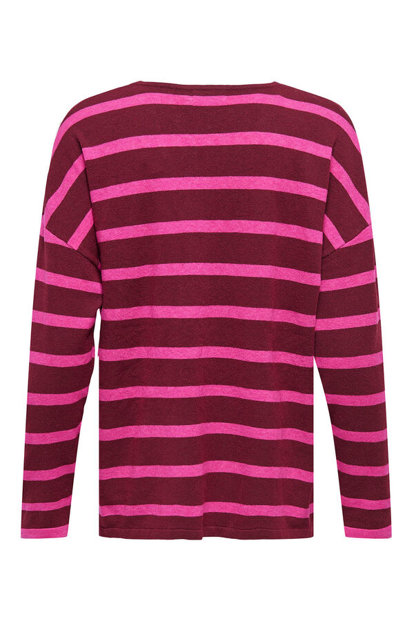 Only Camisola oversized com gola vermelho