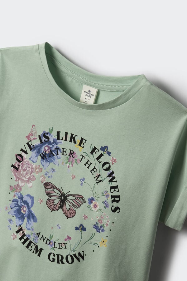 Springfield Kids Camiseta borboleta feminina verde