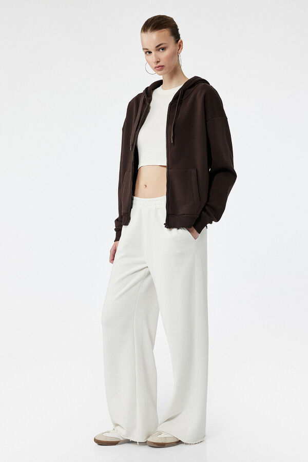Koton Sweatshirt com fecho-&eacute;clair cru