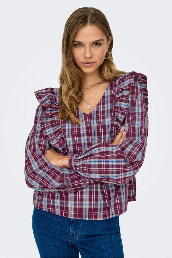 JDY Blusa manga larga volantes morado/lila