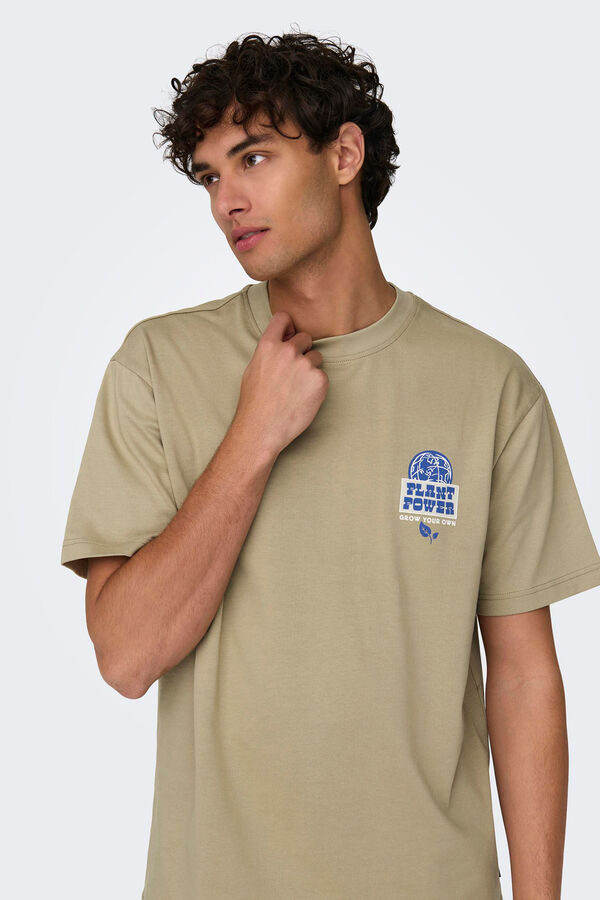 Only & Sons T-shirt plant power bege