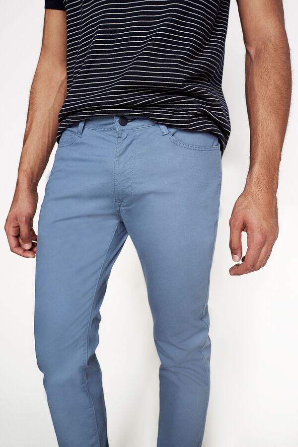 Springfield Pantalón 5 bolsillos color ligero slim azul medio