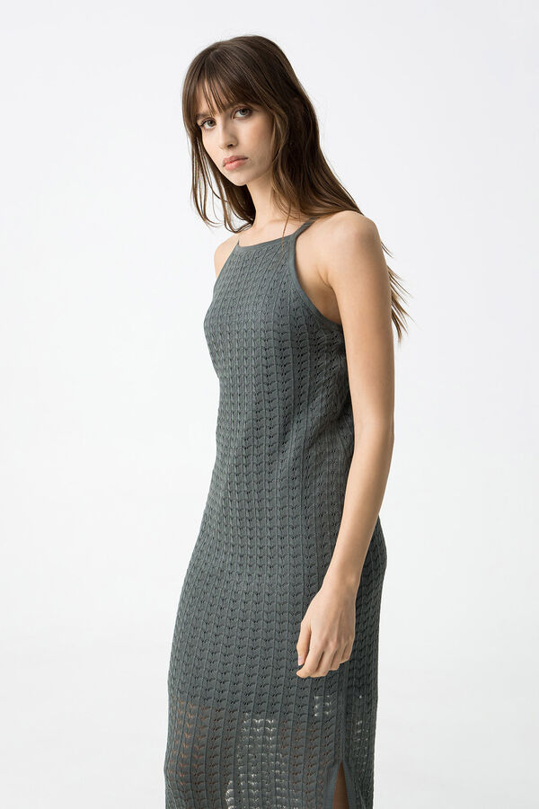 Tiffosi Vestido de punto perforado gris