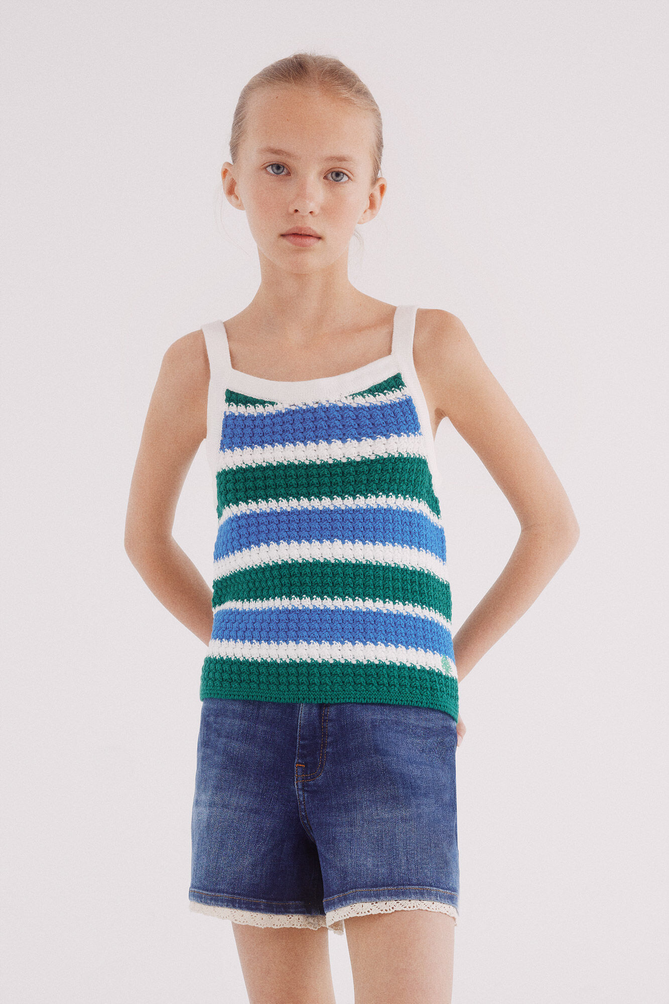Springfield Kids Shorts denim de crochet para meninas