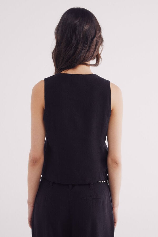 Springfield Colete de linho bot&otilde;es preto