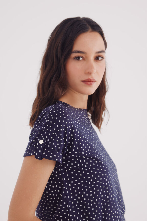 Springfield Camiseta manga vuelta trabilla estampada azul