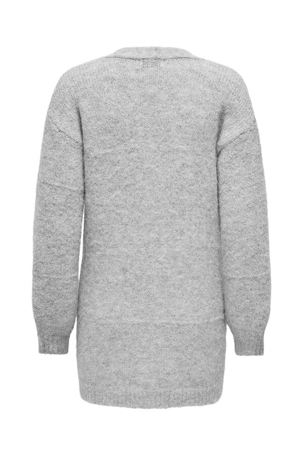 JDY Cardigan liso de manga larga gris