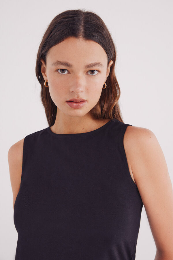 Springfield Camiseta bajo lace flores negro