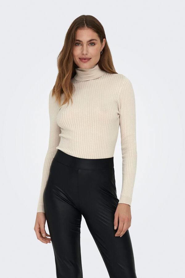 Only Camisolad e gola dobrada castanho