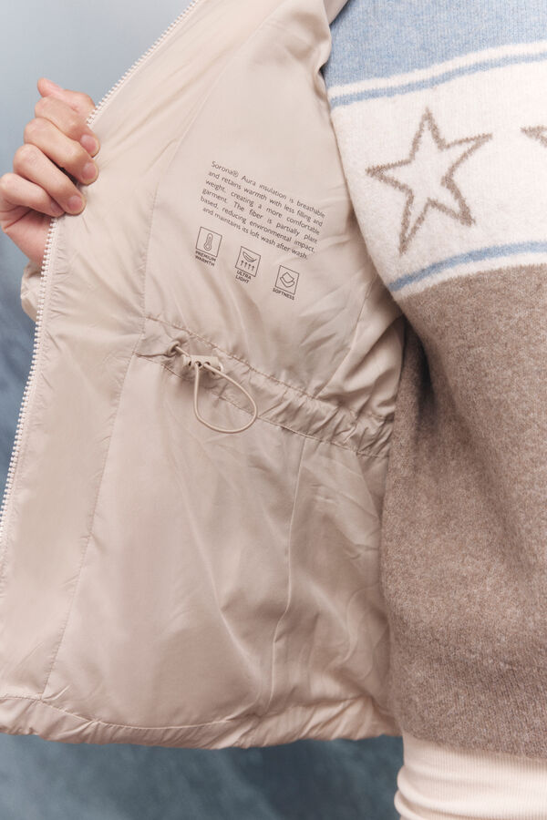 Springfield Chaqueta acolchada capucha pelo Sorona Aura beige