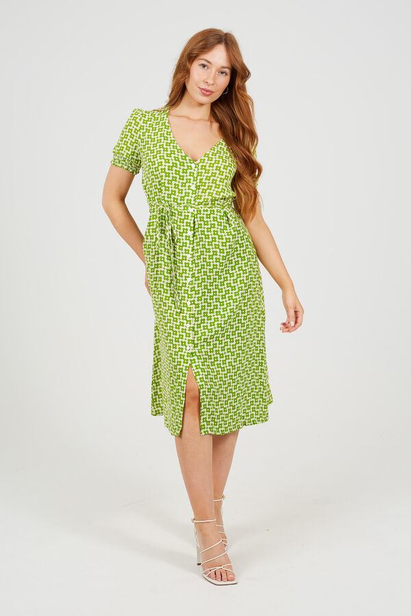 Brave Soul Vestido estampado de manga curta verde