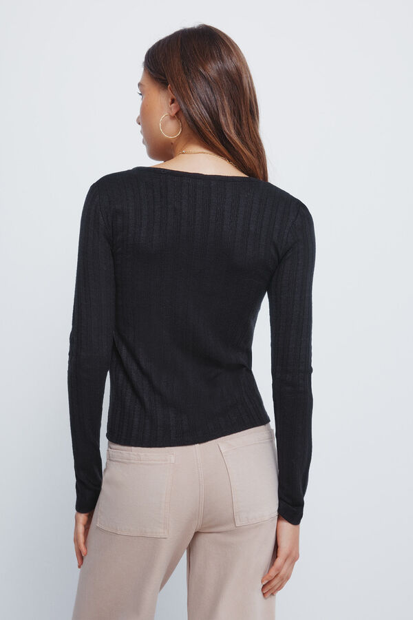 Springfield Camiseta panadera punto cortado negro