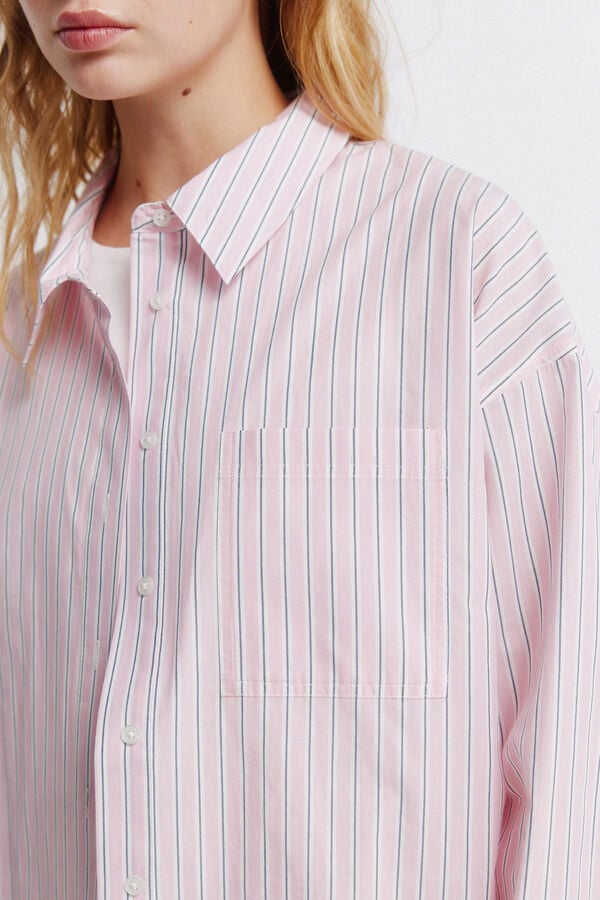 Springfield Camisa oversize &agrave;s riscas rosa