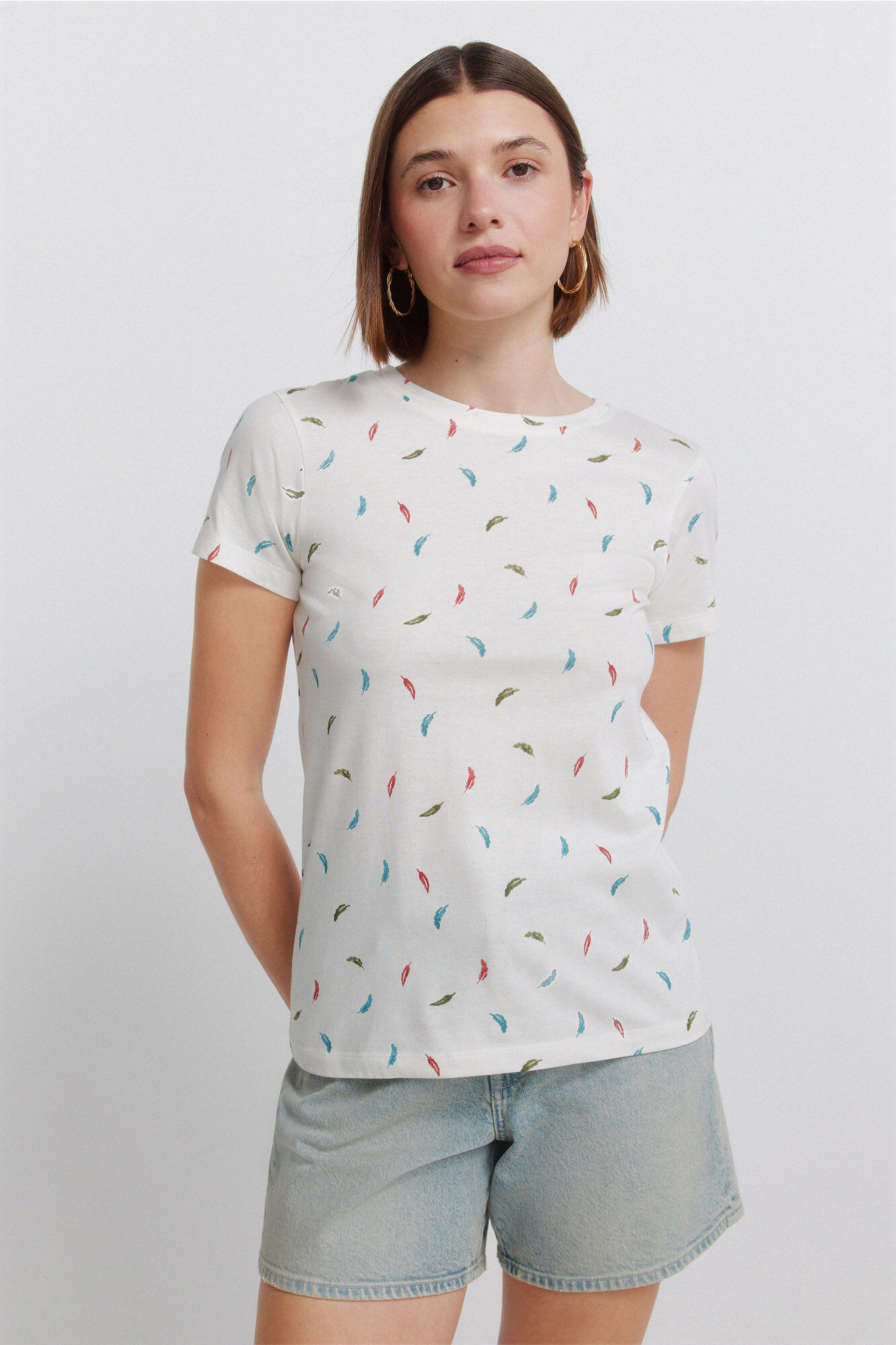 Springfield T-shirt de manga curta estampada