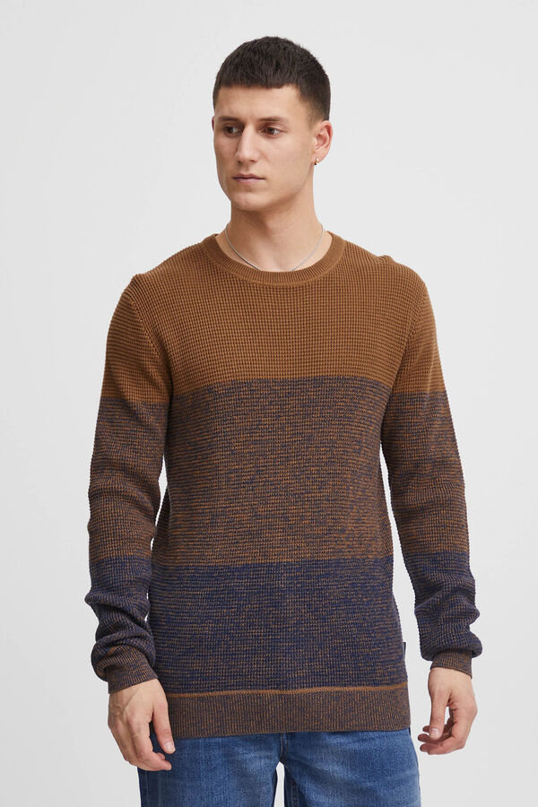 Blend Camisola de malha gola redonda  azul