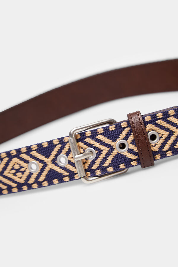 Springfield Cintur&oacute;n motivos &eacute;tnicos azul