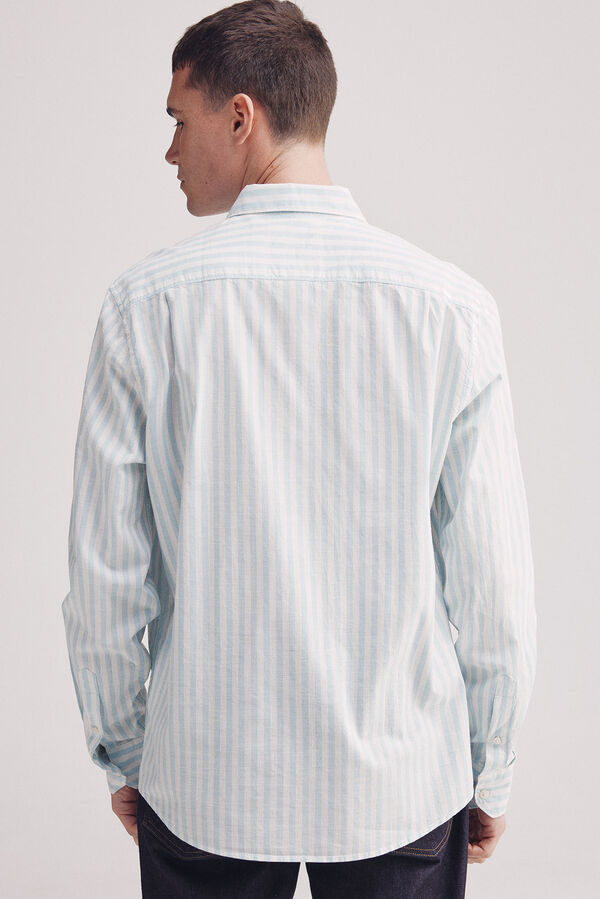 Springfield Camisa riscas de algod&atilde;o azul