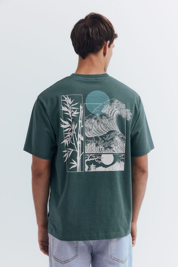 Springfield Camiseta composici&oacute;n paisajes verde