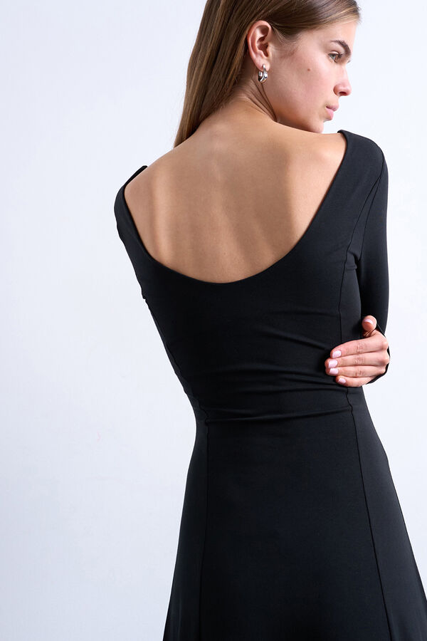 Topshop Vestido manga comprida comprida com modal preto