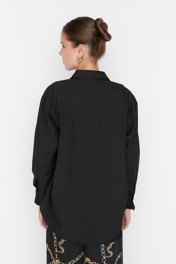 Trendyol Camisa de algod&atilde;o preto