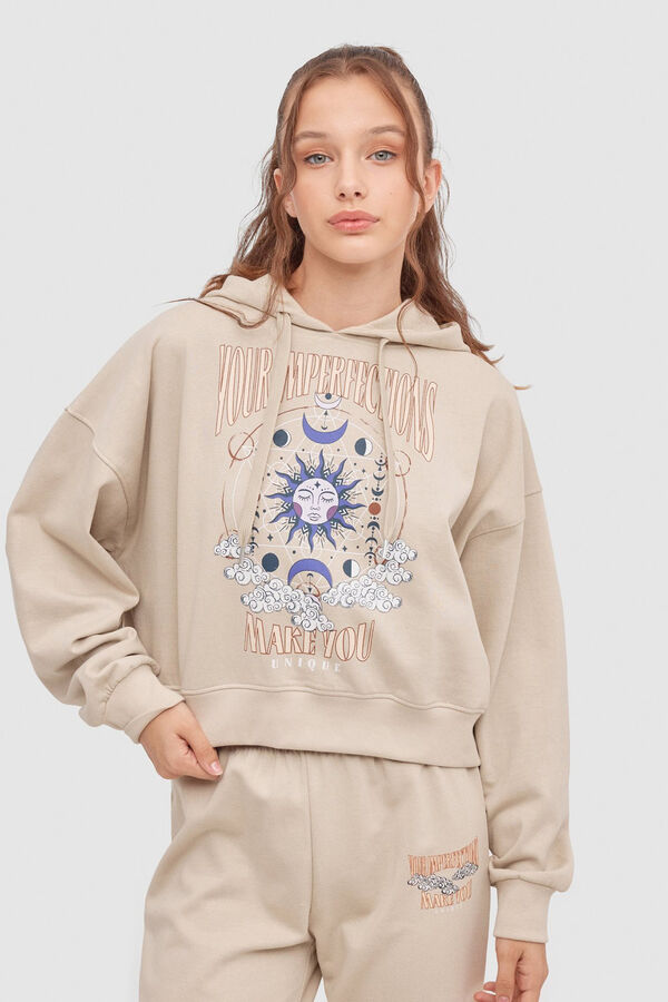 Inside Sweatshirt Capuz com Estampado cru