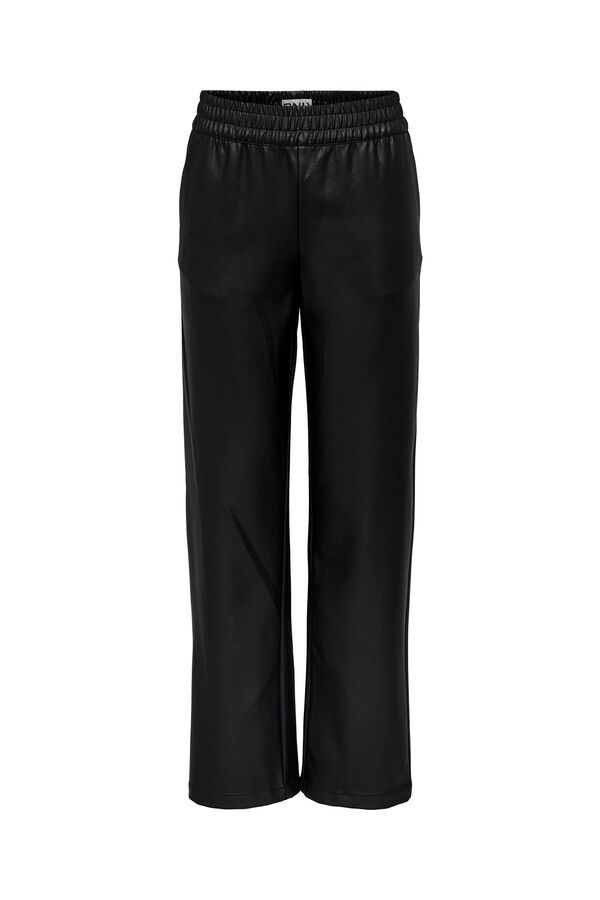 Only Pantalón de polipiel cintura elástica negro