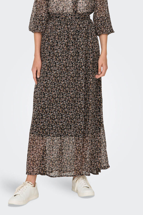 JDY Saia comprida estampada preto