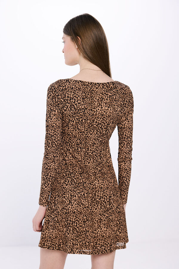 Springfield Vestido curto de leopardo cru