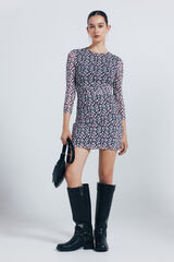 Springfield Vestido corto tubo estampado negro