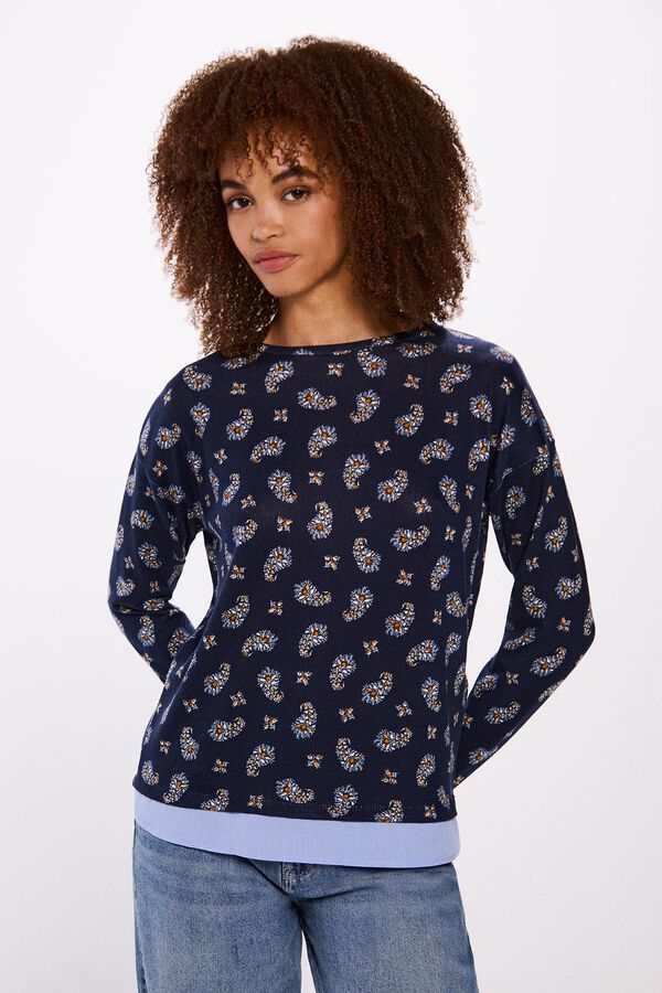 Springfield Camiseta estampada combinada azul