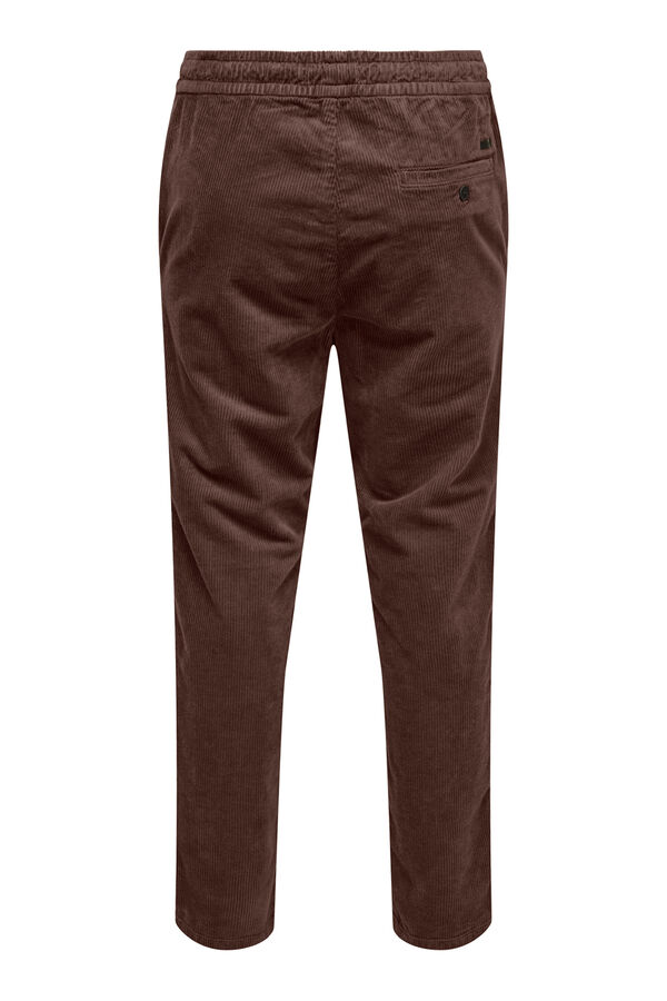 Only & Sons Cal&ccedil;a compridas de veludo cotel&ecirc; castanho