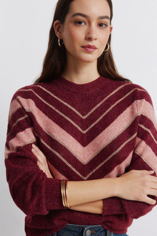 Springfield Camisola Chevron lurex vermelho