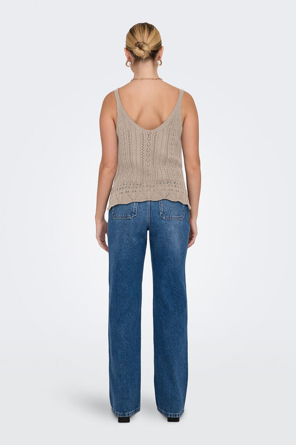 Only Camiseta tirantes de crochet gris