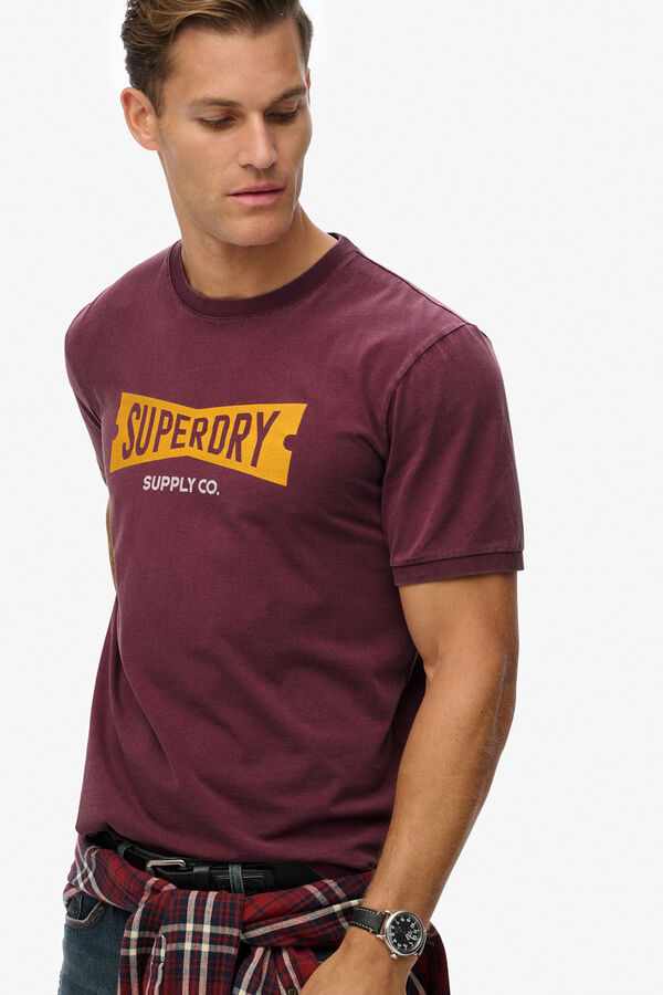 Superdry Camiseta cuello redondo burdeos