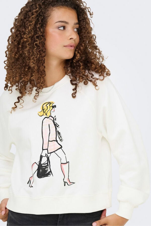 Only Sudadera dibujo frontal blanco