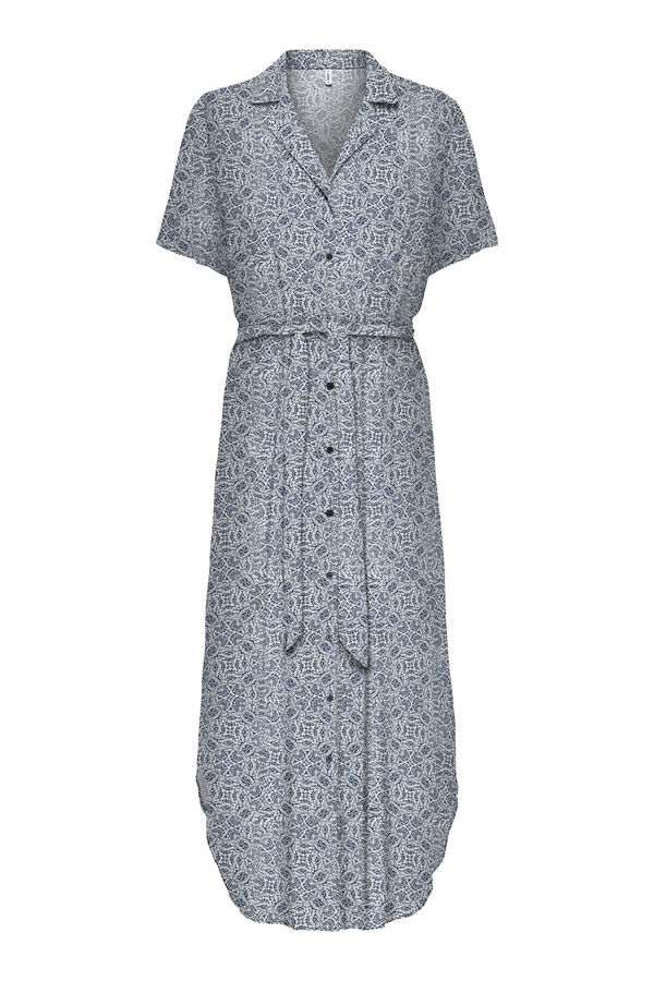 Only Vestido camiseiro midi azul