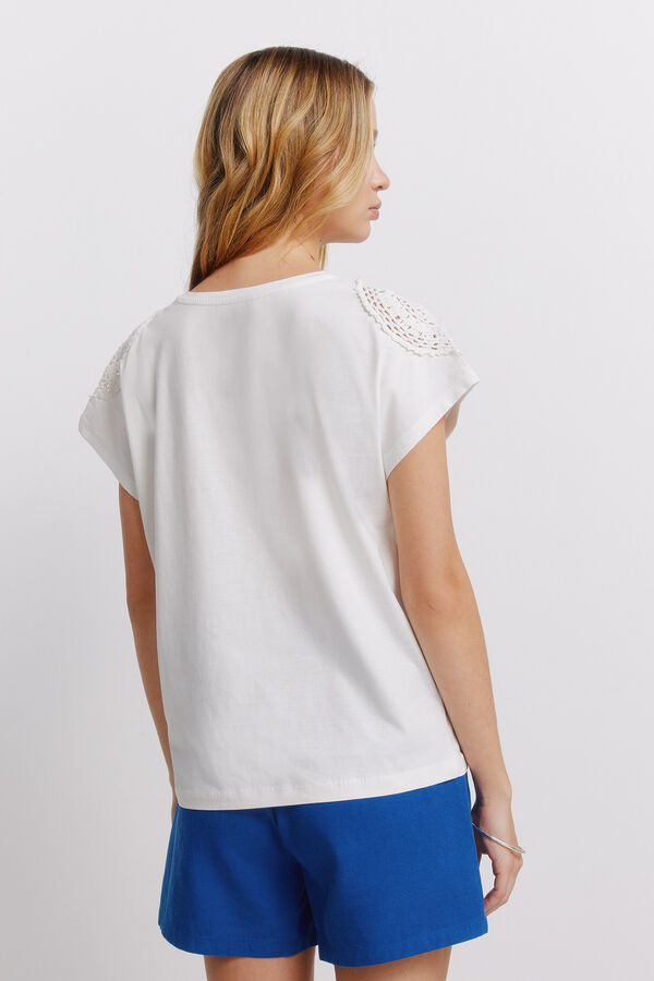 Springfield Camiseta crochet hombros blanco