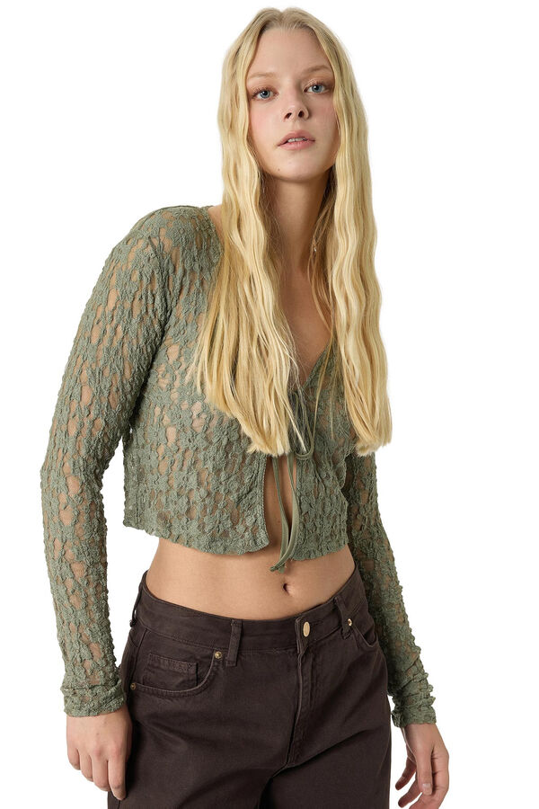 Koton Top casaco de malha de renda estampado