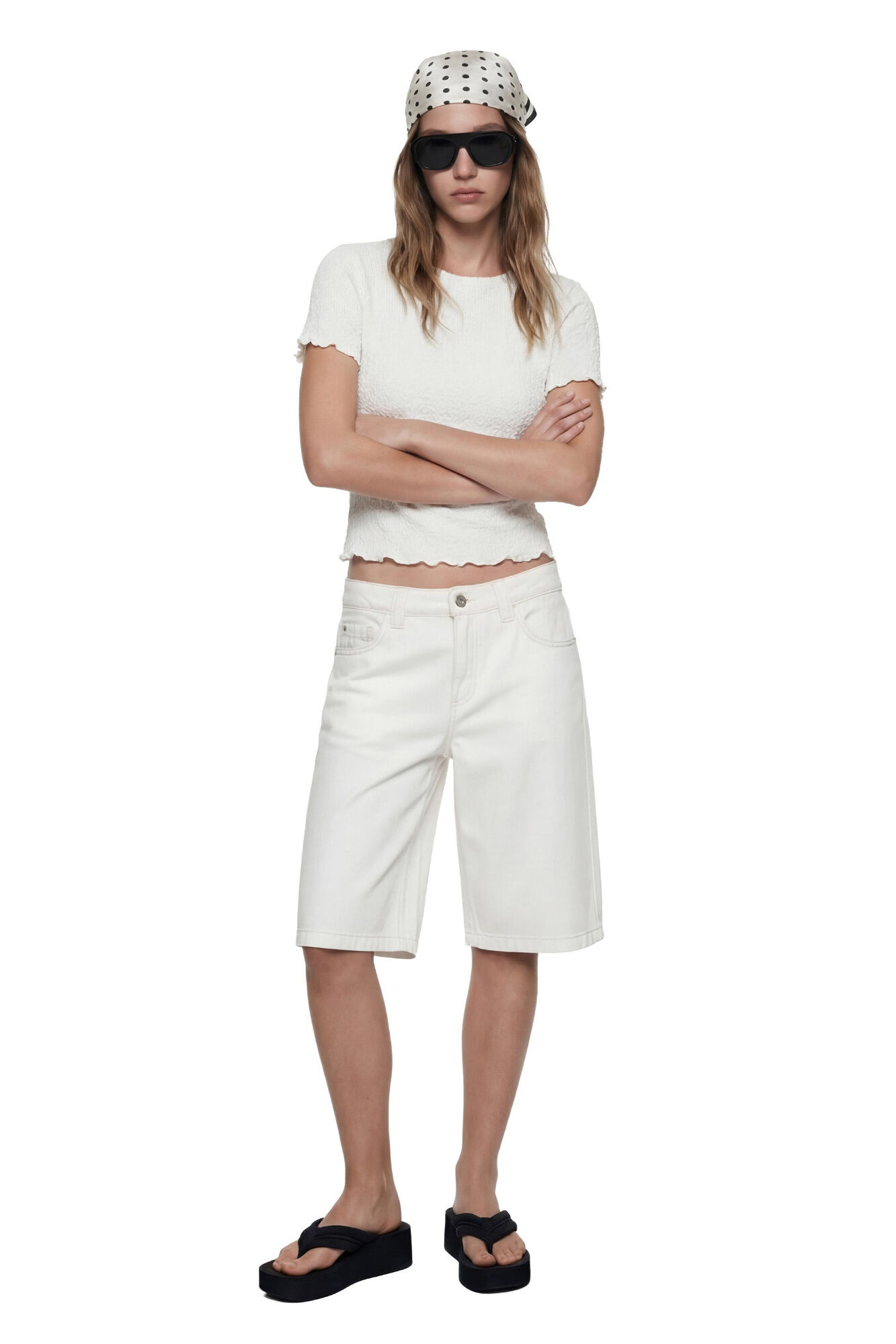 Koton T-shirt crop de manga curta