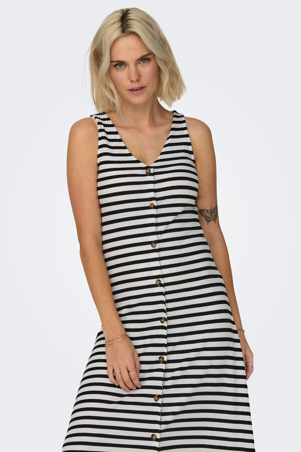 Only Vestido midi a rayas blanco
