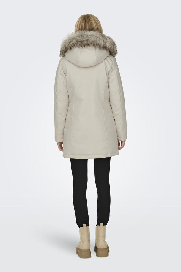 Only Parka com capuz e pele cinzento